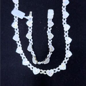 Elegant Heart Necklace and Bracelet Set